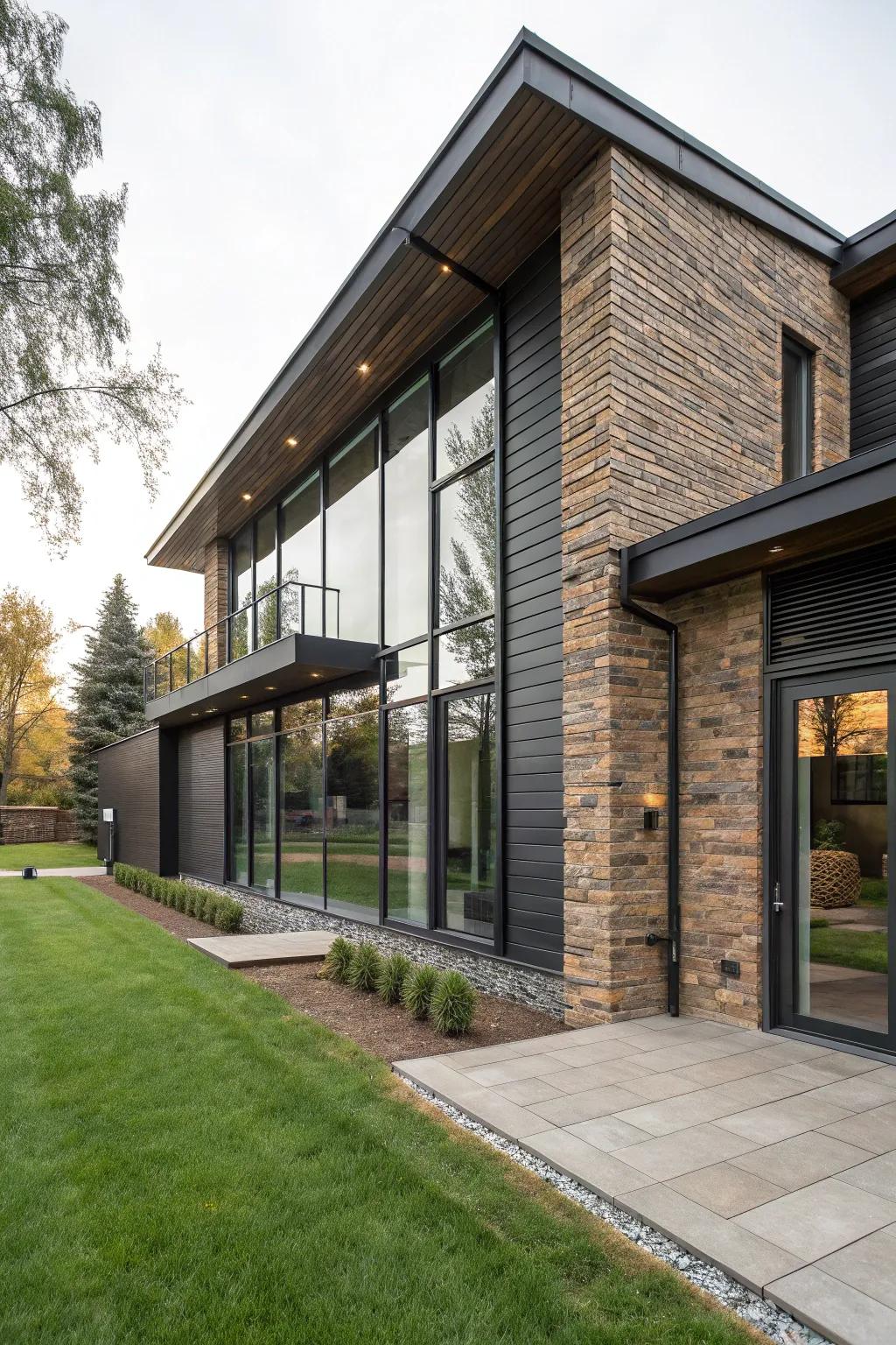 A modern home showcasing texture and depth through its exterior materials.