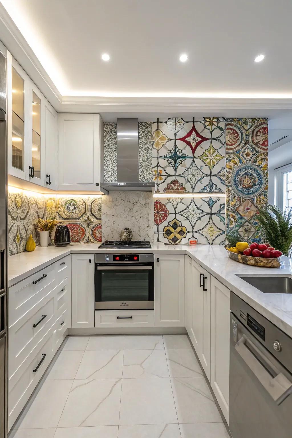 Unique art panels transform your cooking space into an exhibit.