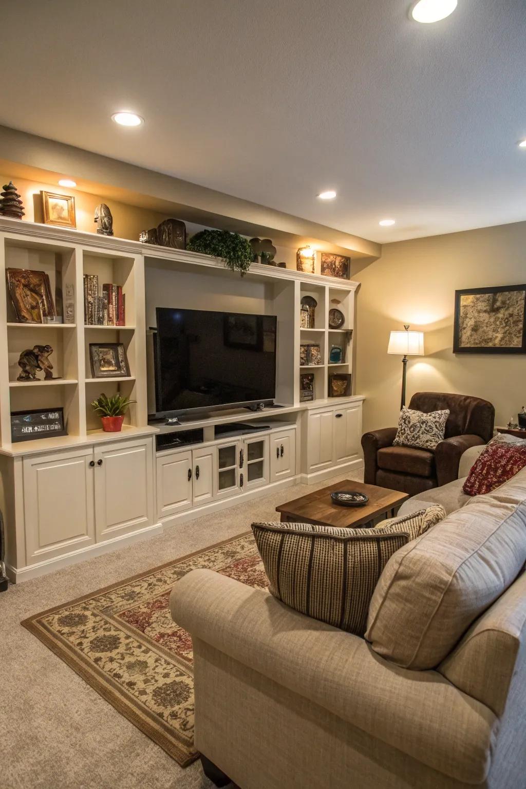 Practical arrangements heighten viewing pleasure and relaxation.