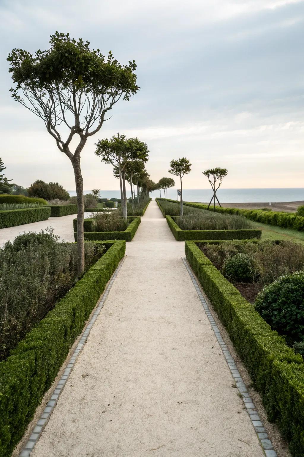 A minimalist garden path that highlights the beauty of simplicity.