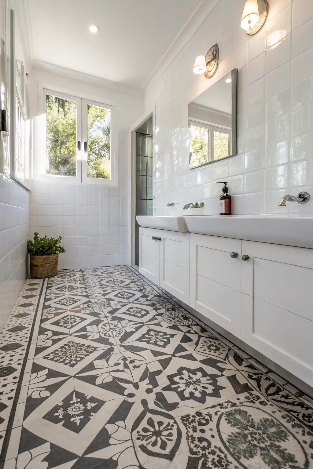 Patterned flooring infuse personality.