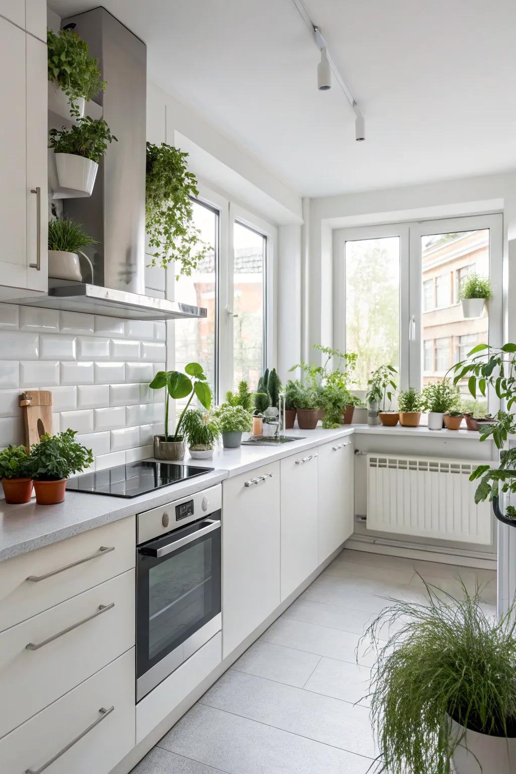 Flora introduces a refreshing touch to the kitchen.