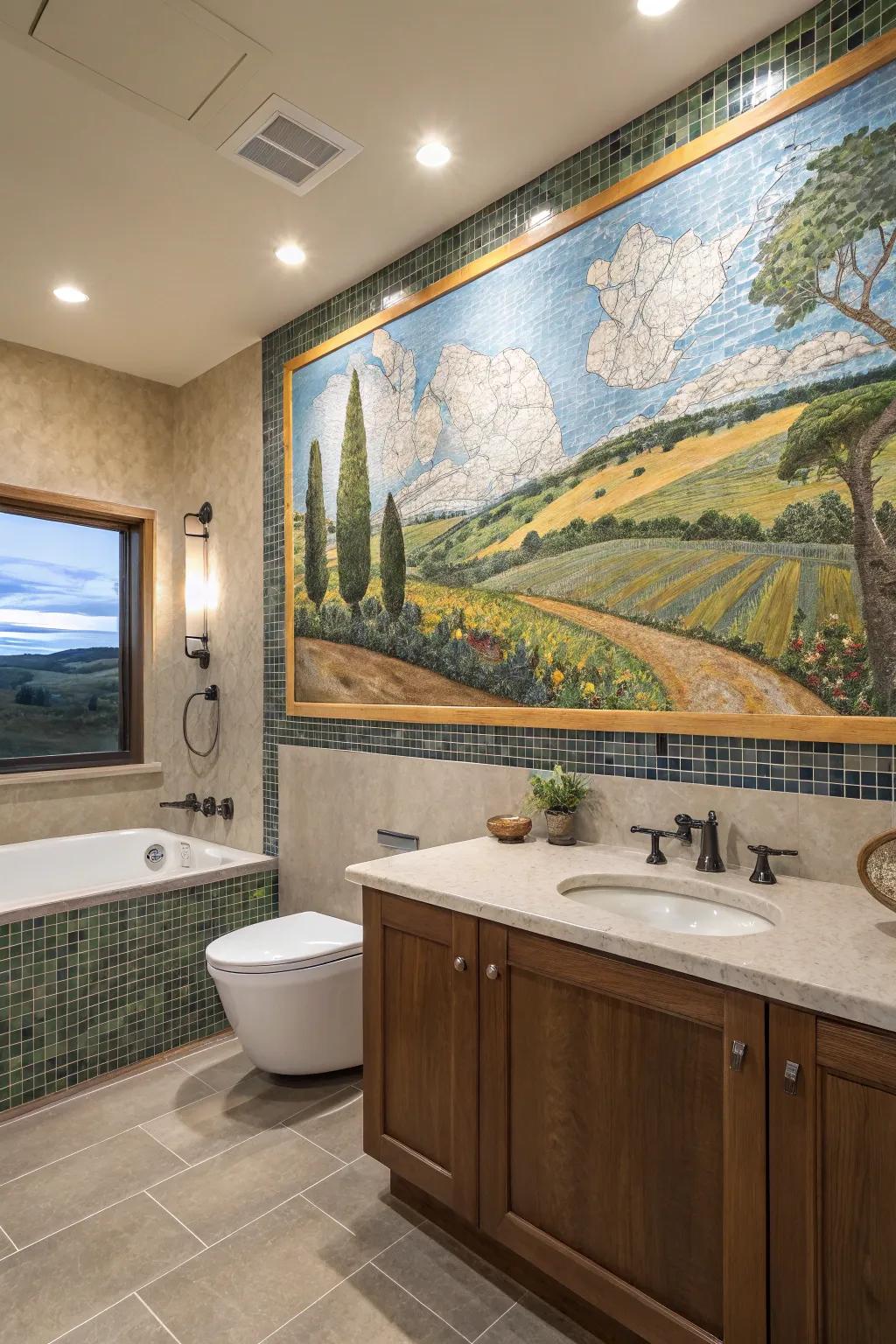 Transform your bathroom into a personalized sanctuary through bespoke mosaic murals.
