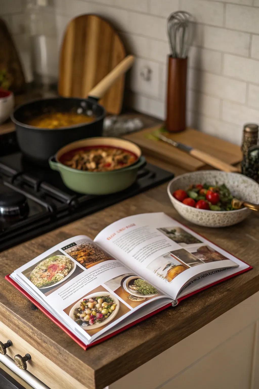 A cookbook with local cuisine for culinary exploration.