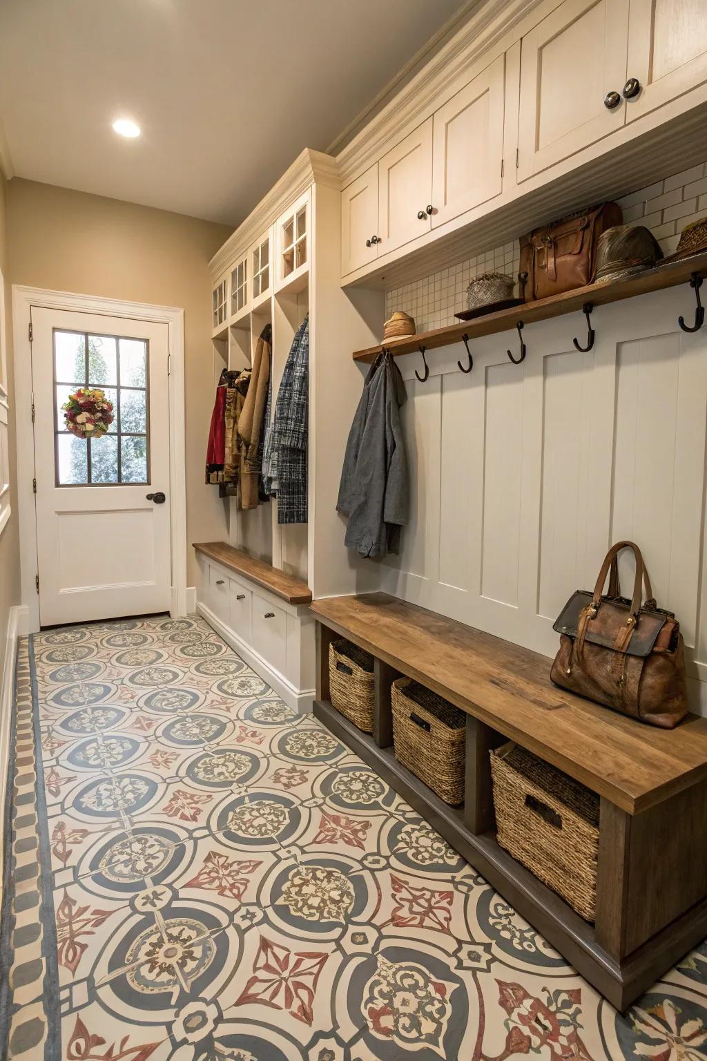 Timeless charm is added by retro floor covering designs.