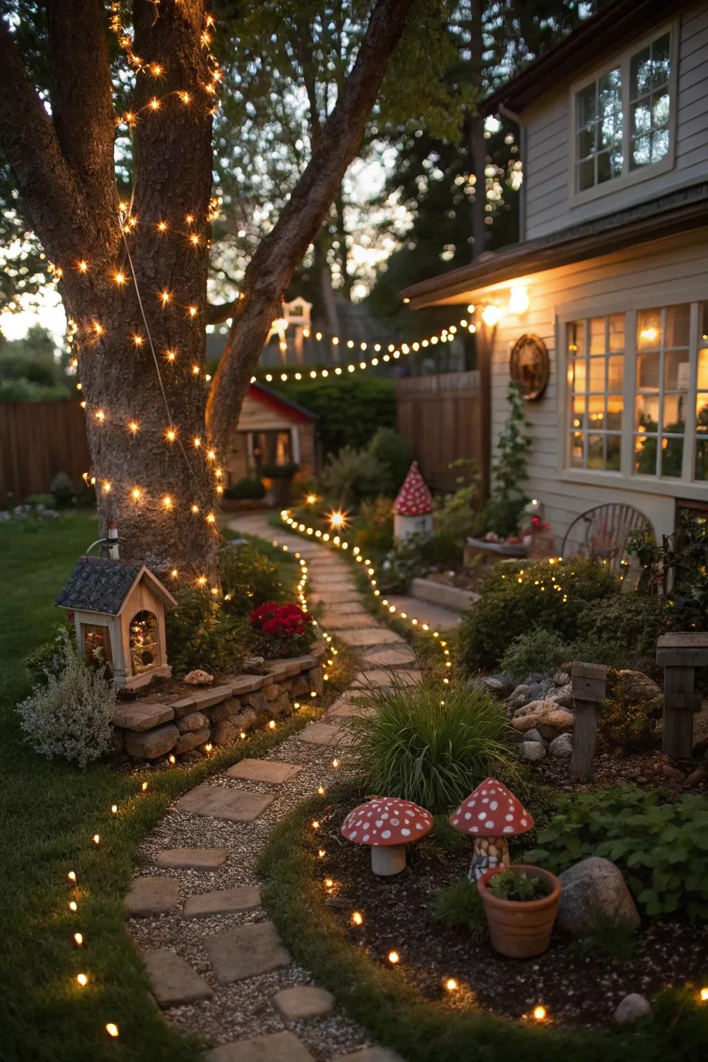 A captivating fairy garden party setup.