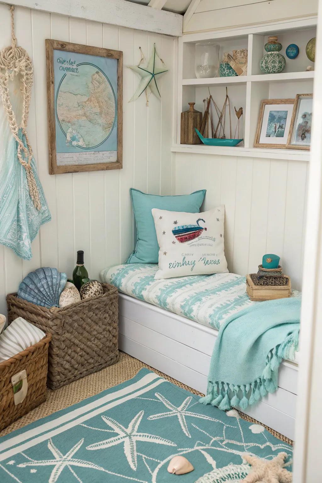 A vacation-themed nook for a relaxing escape at home.