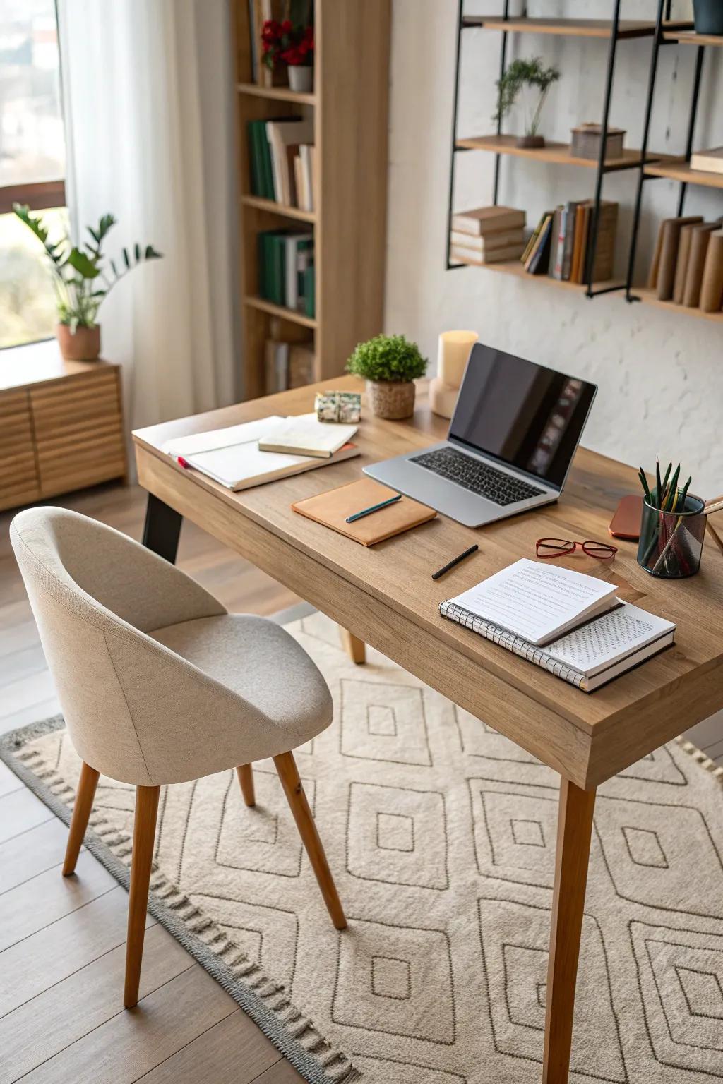 Add warmth and style with a cozy desk rug.