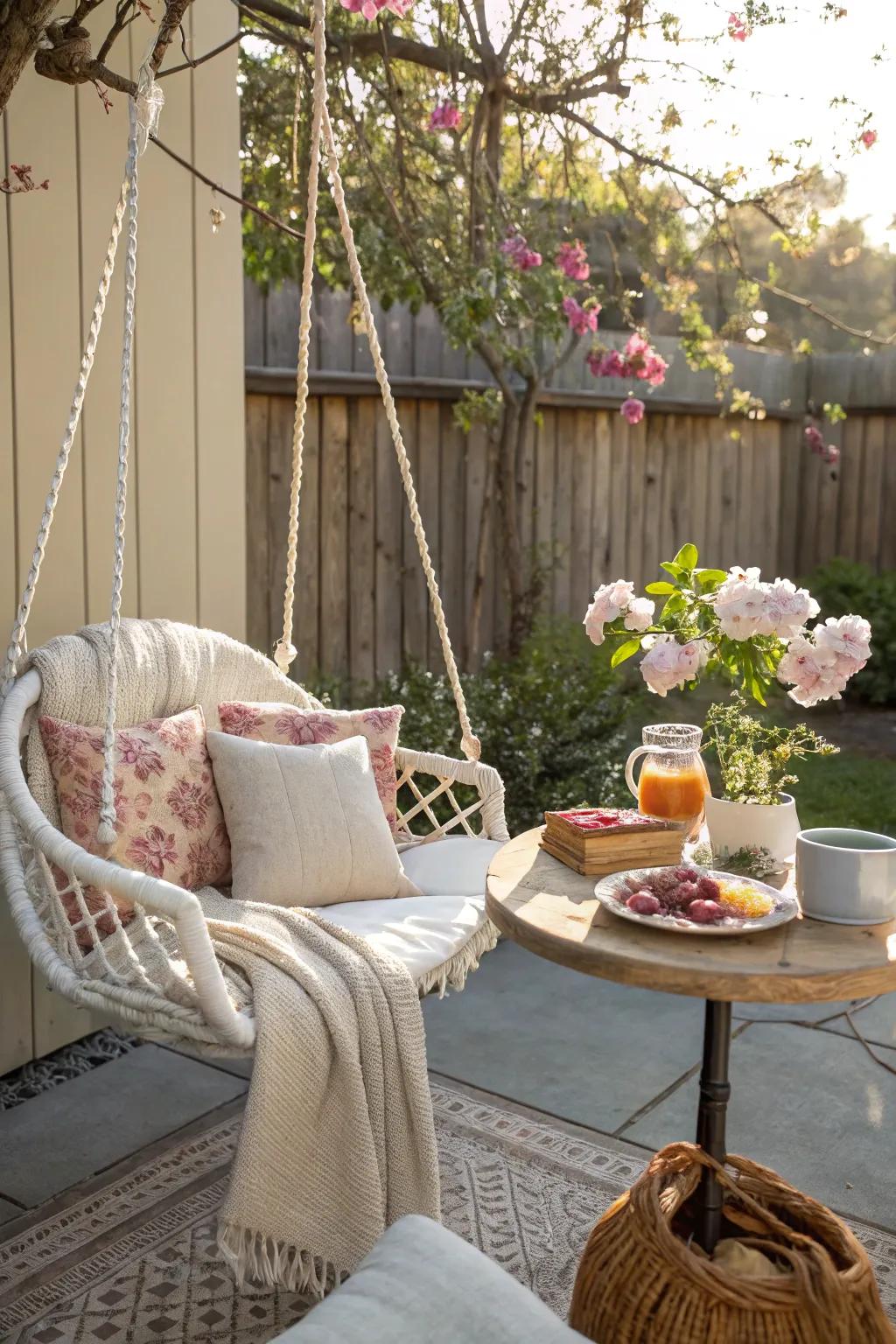 Playfulness and whimsy with a swing chair.