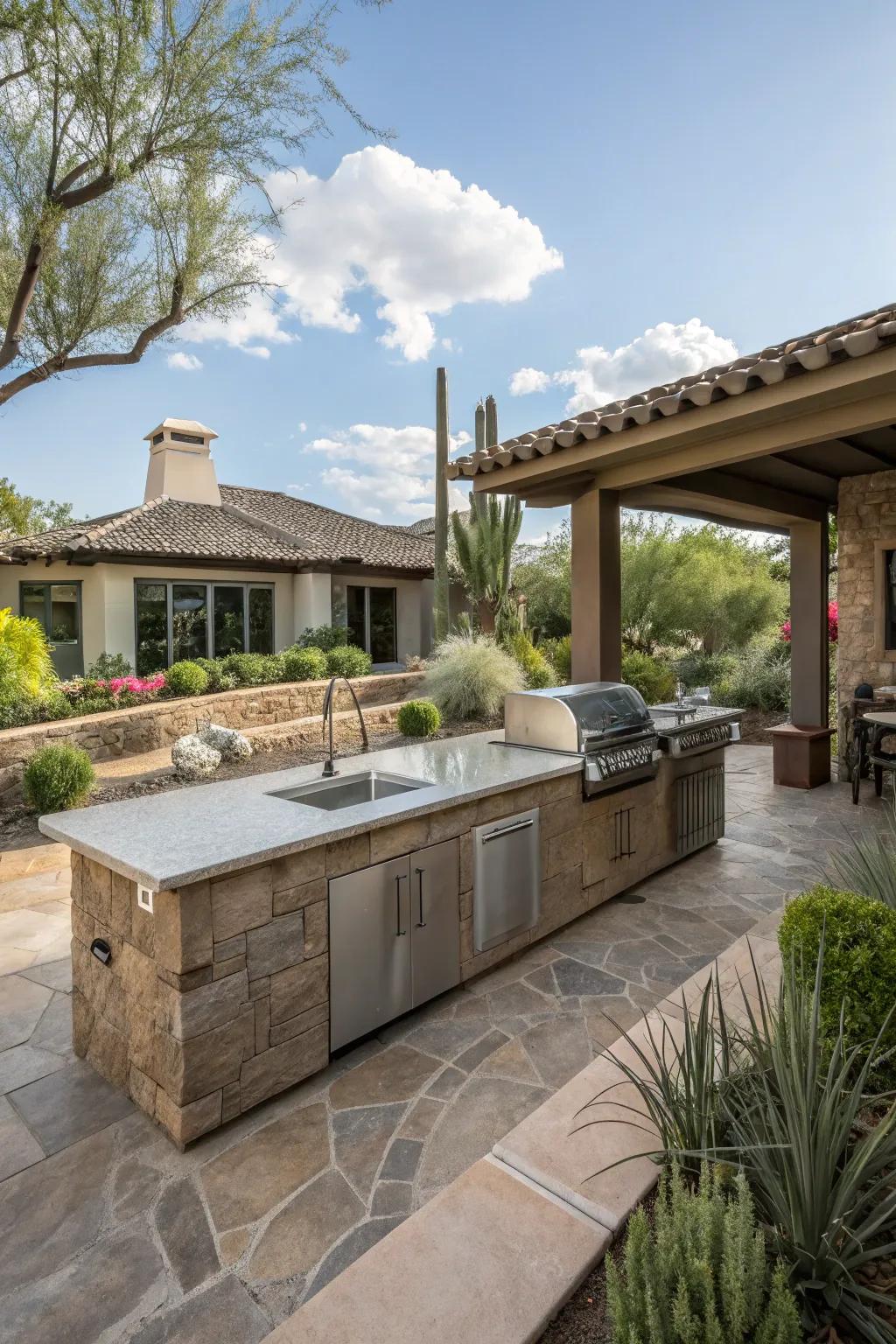 A wet bar adds functionality and convenience for entertaining.