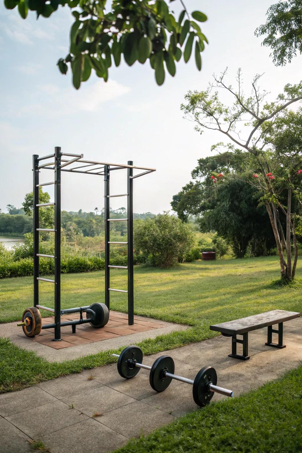 An outdoor fitness spot renders fitness invigorating and enjoyable.