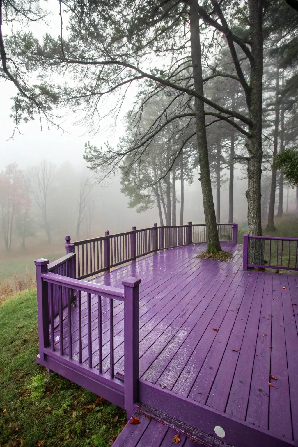 A deck in enchanting violet tones, adding a magical touch to the outdoor space.