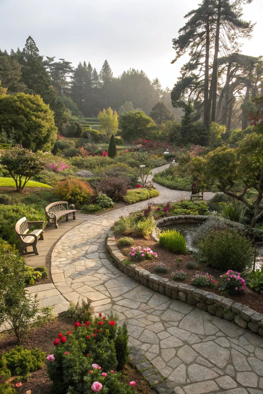 Inventive pathways introduce an element of delight to your garden.