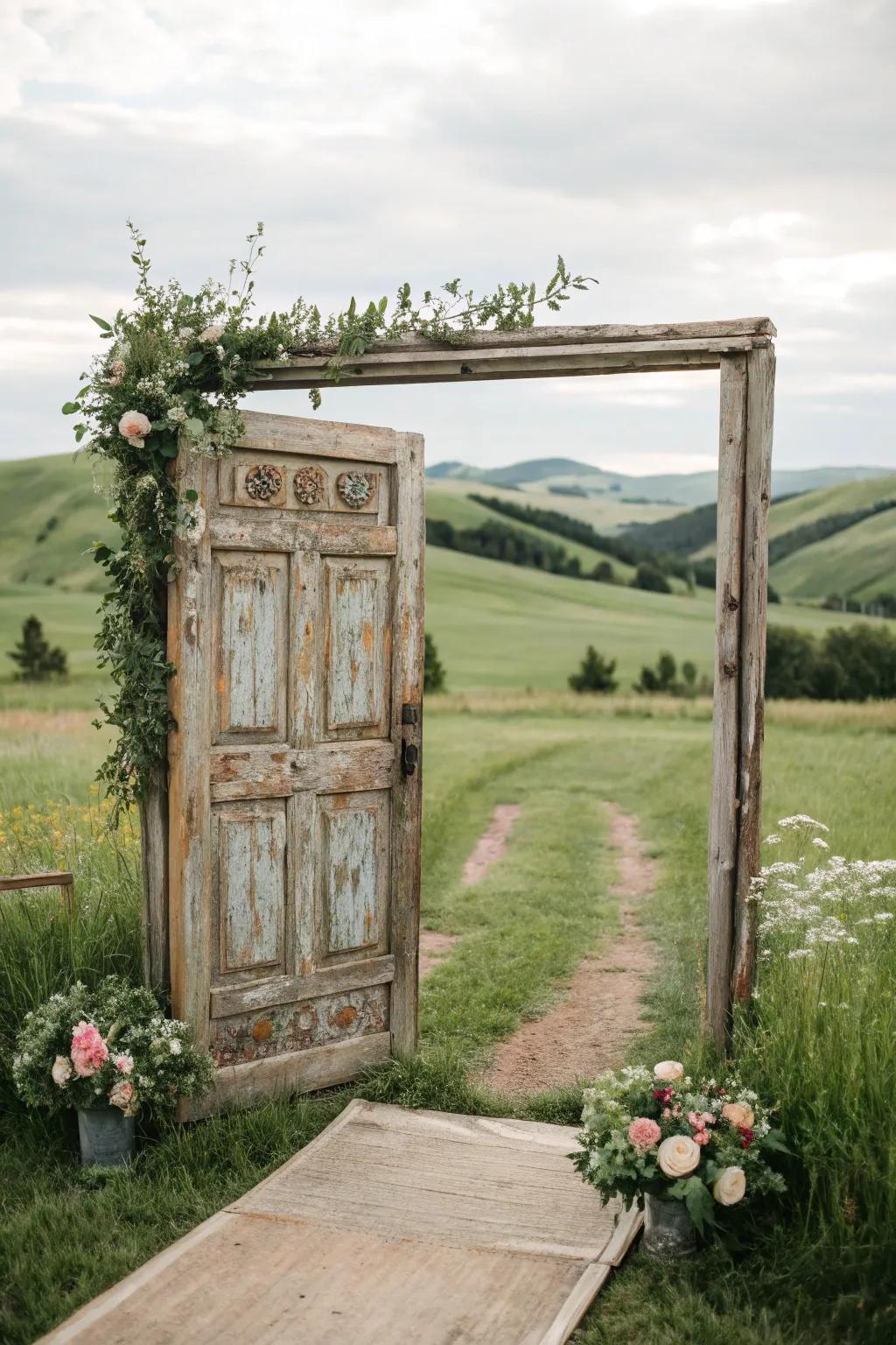 Grand entry designed by vintage door.