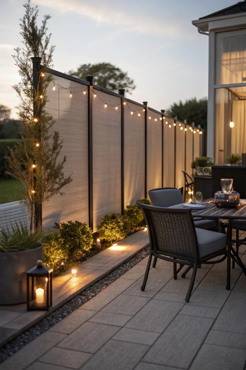 Integrated lighting in features creates a cozy and private ambiance.