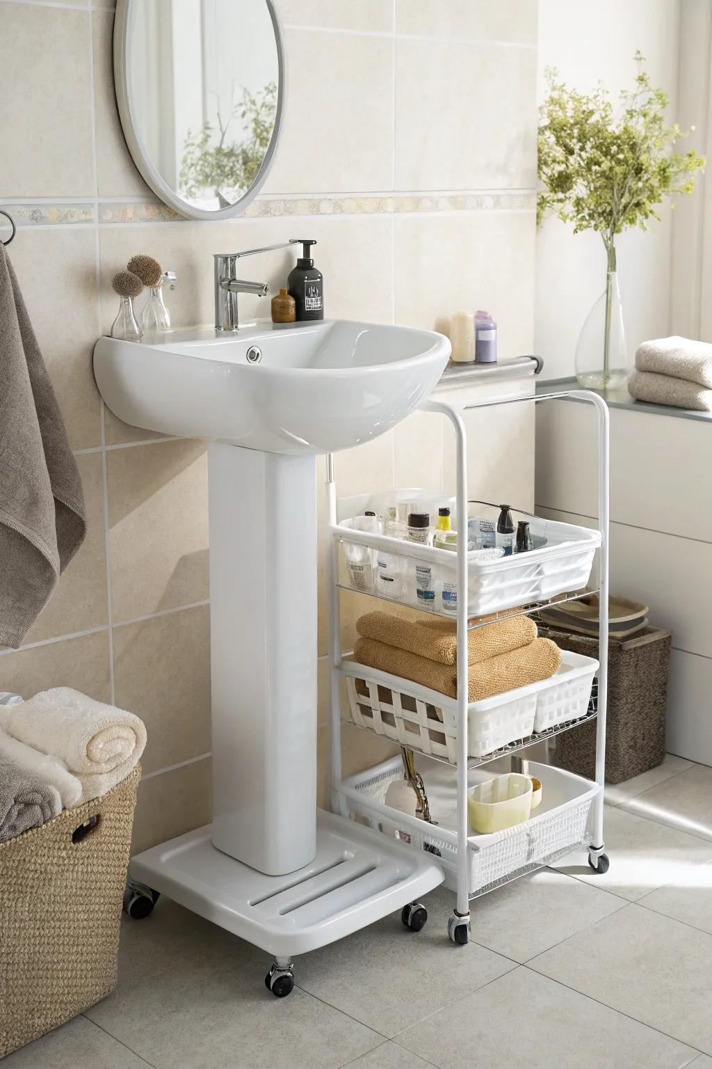 Rolling carts offering mobile storage.