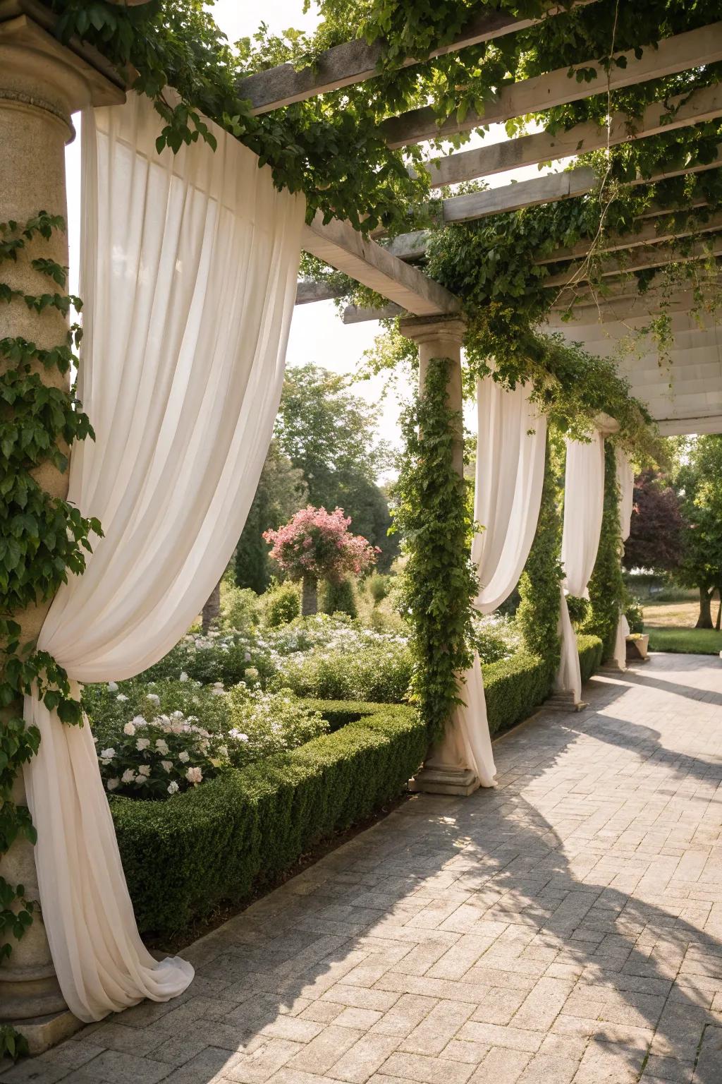 Make a private paradise with pergola drapes.