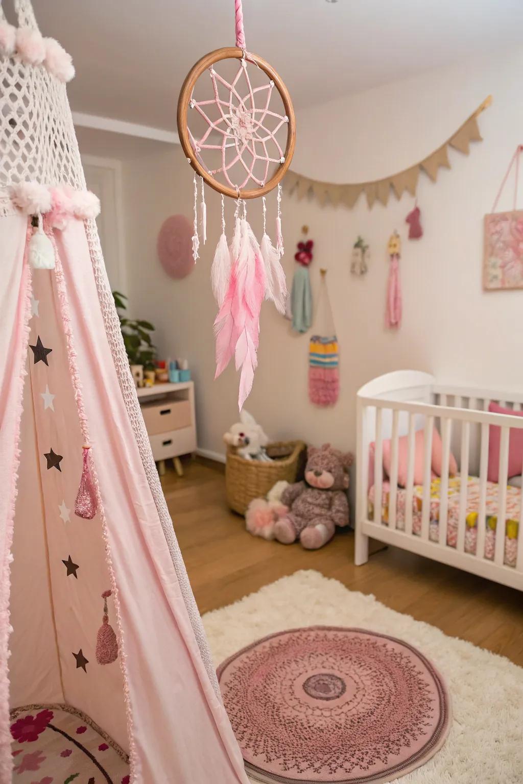 Quirky accessories add playfulness and charm to the nursery.