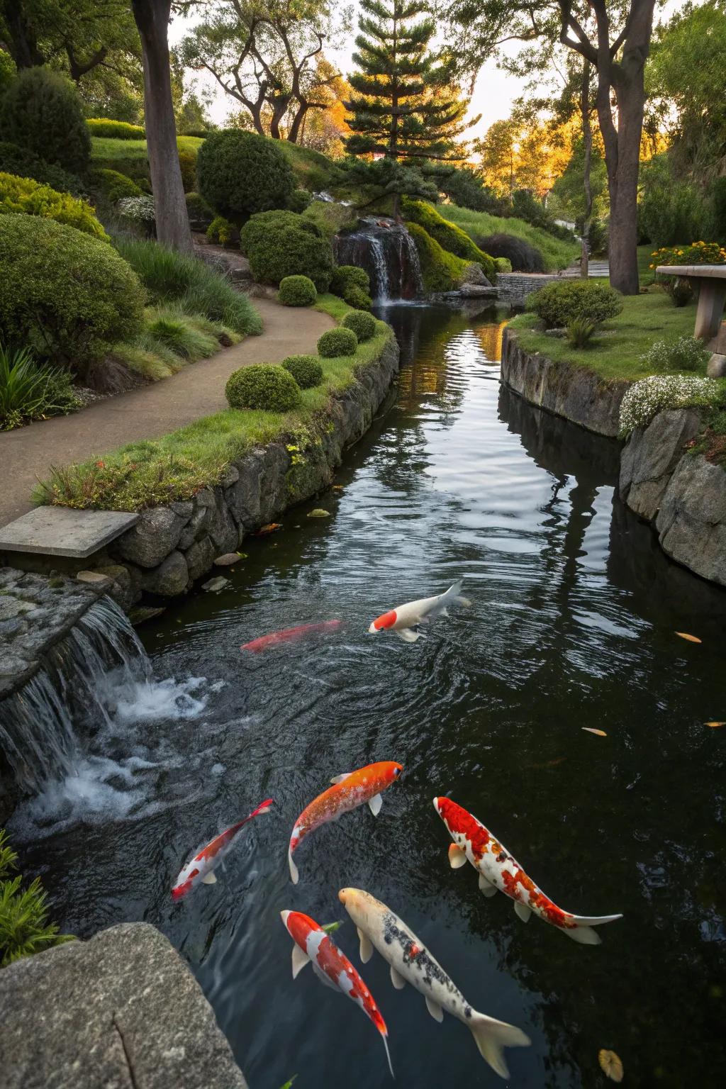 Carp pools infuse life and pigment into your pond stream blueprint.