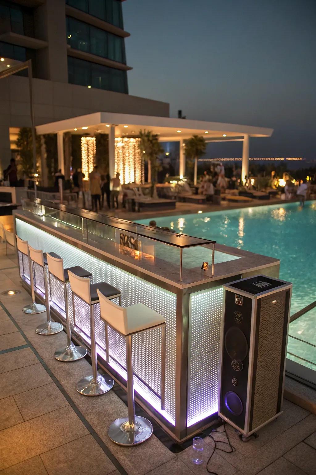 A <strong><em>high-tech bar</em></strong> keeps the tunes flowing poolside.” loading=”lazy” class=”pimg”>
	</picture><figcaption>A <strong><em>high-tech bar</em></strong> keeps the tunes flowing poolside.</figcaption></figure>
<p>For music aficionados, a <strong><em>high-tech bar</em></strong> with built-in speakers is essential. I incorporated a sound system into my bar, and now party vibes are always just a button-press away.</p>
<h3>Maybe worth checking out:</h3>
<ul class=