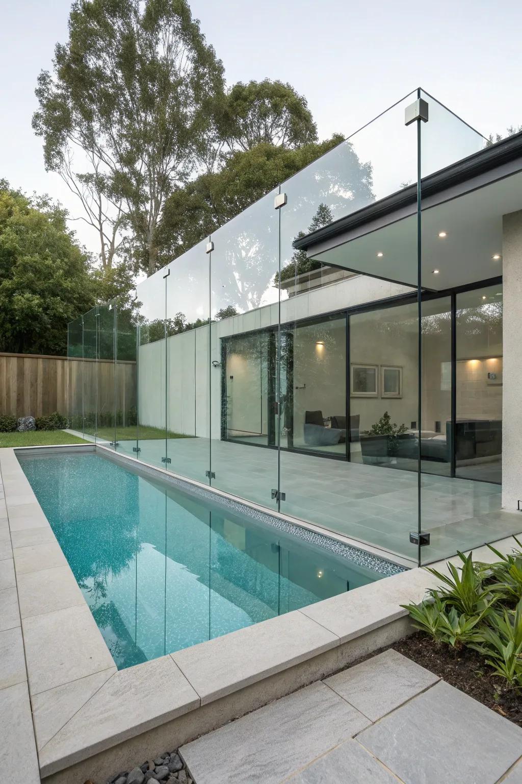 A glass screen provides sleek and subtle privacy.