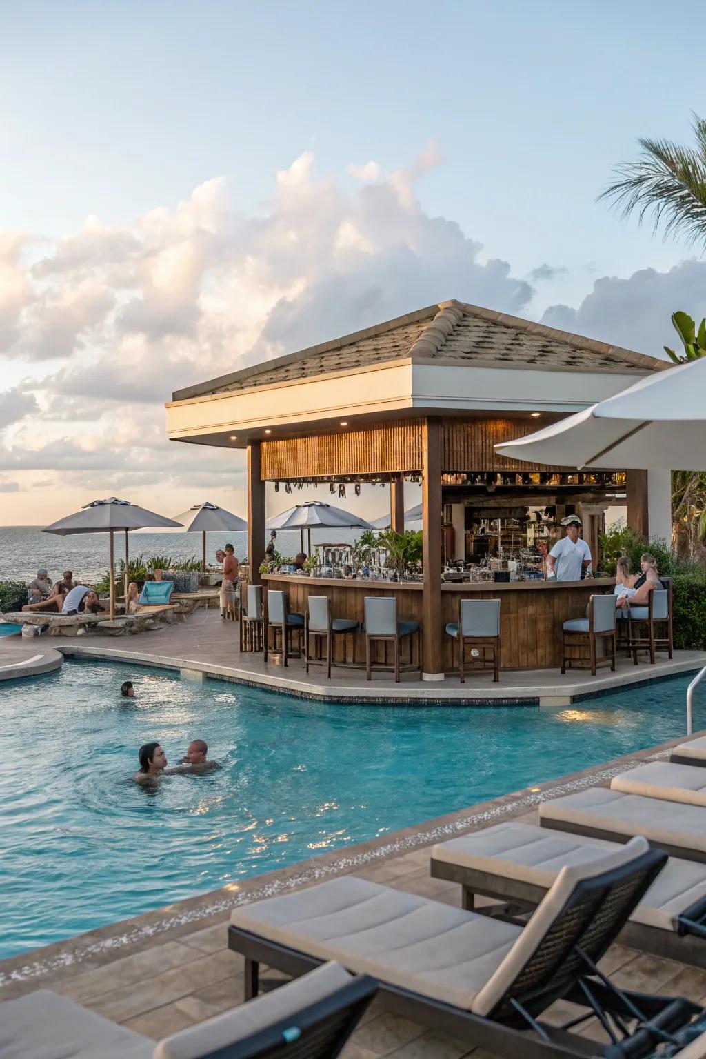 A swim-up bar adds a dash of luxury and convenience to your pool.