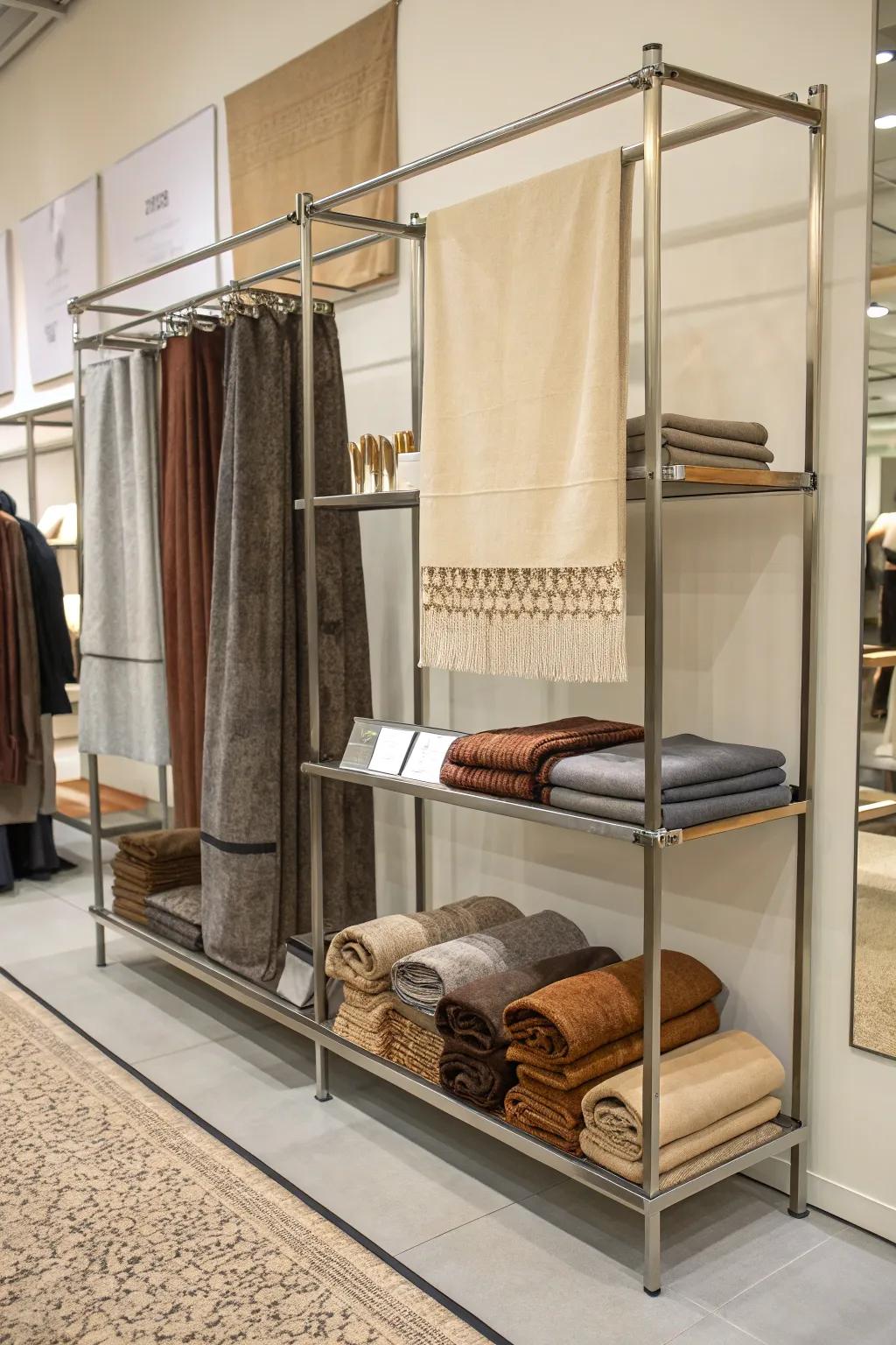 Diverse fabrics add to pop-up shop displays.