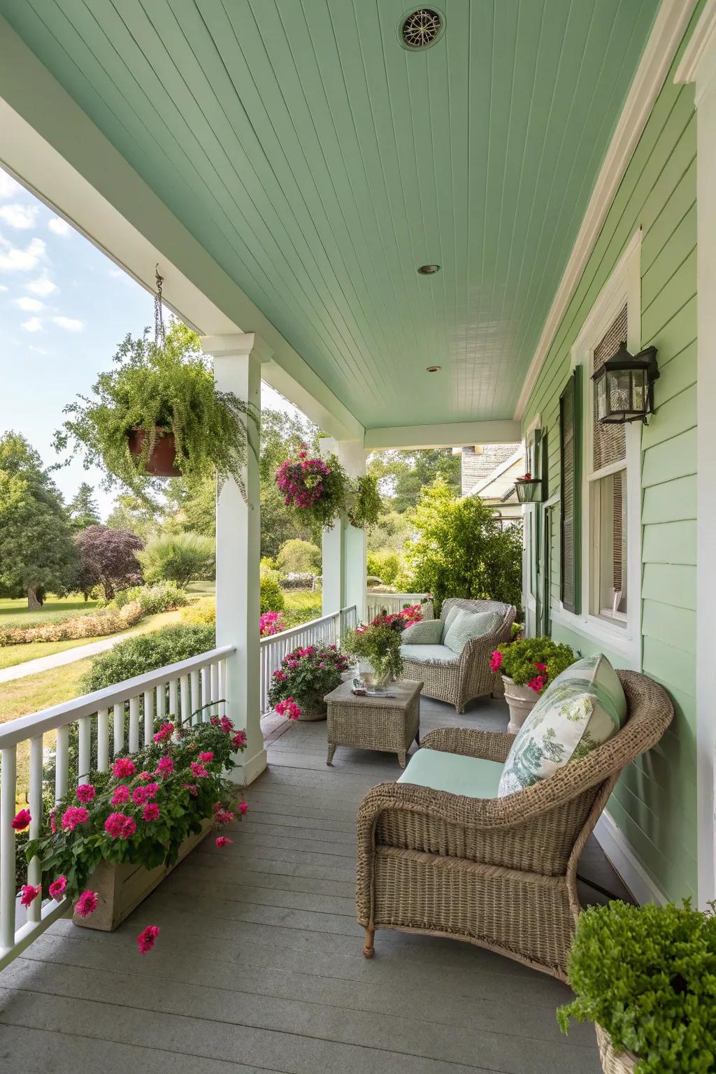 A chartreuse porch offering a revitalizing and lively atmosphere.