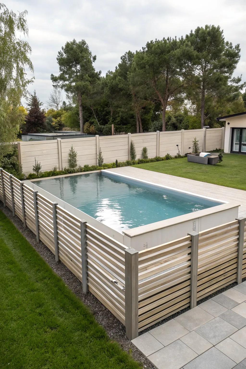 Linear panel fencing delivers a modern and sleek privacy solution.