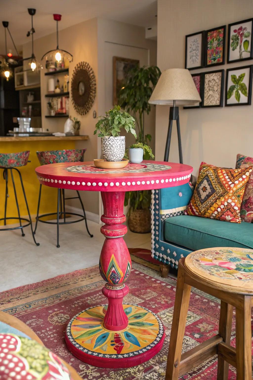 Make a statement with vibrant and colorful pub tables.