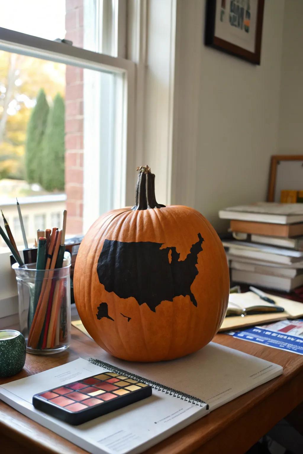 Celebrate your origins with a state-inspired pumpkin design.