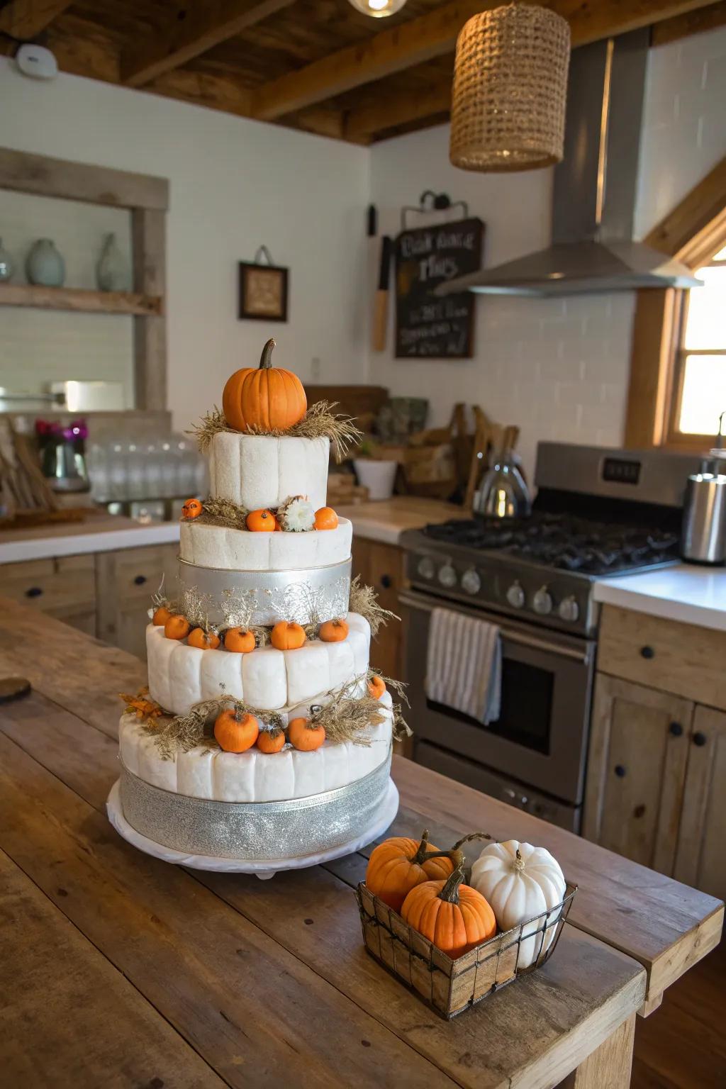Homestead fresh diaper cakes introduce a charming country vibe indoors.