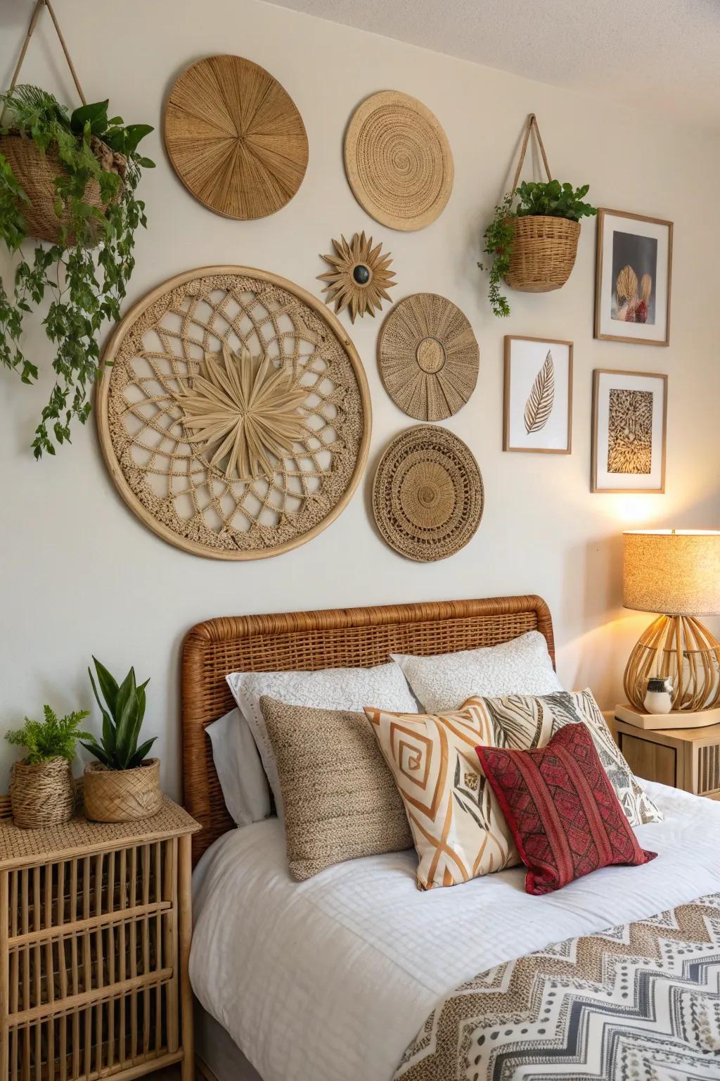 Rattan wall art enhances the texture and interest of your area.