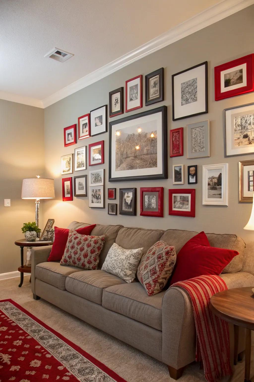 A display wall personalizes and enlivens a living space.