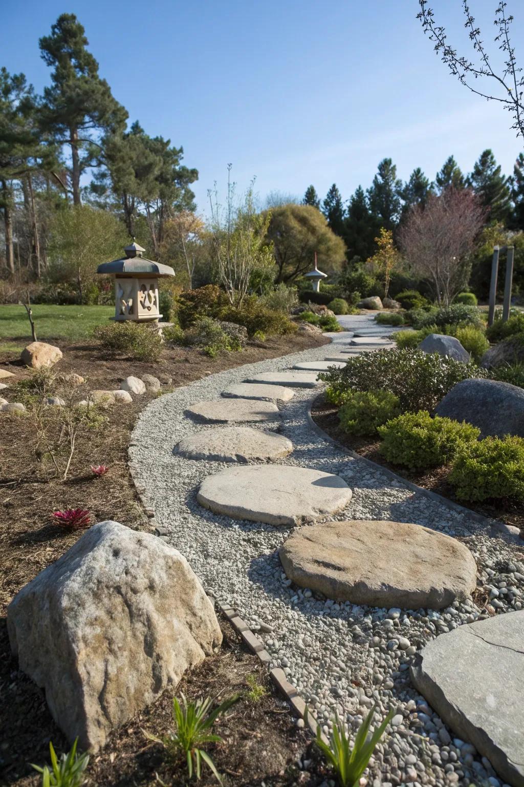 Trail stones make an appealing path through the garden.