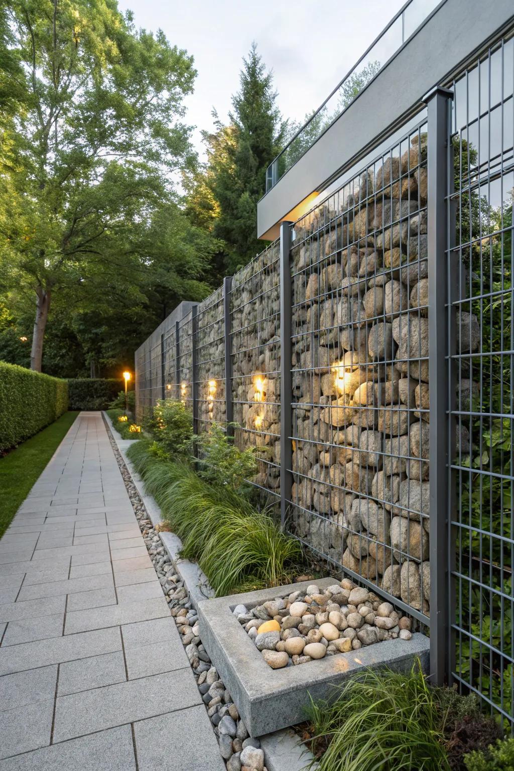 Gabion partitions proffer a modern divergence with minimal maintenance.
