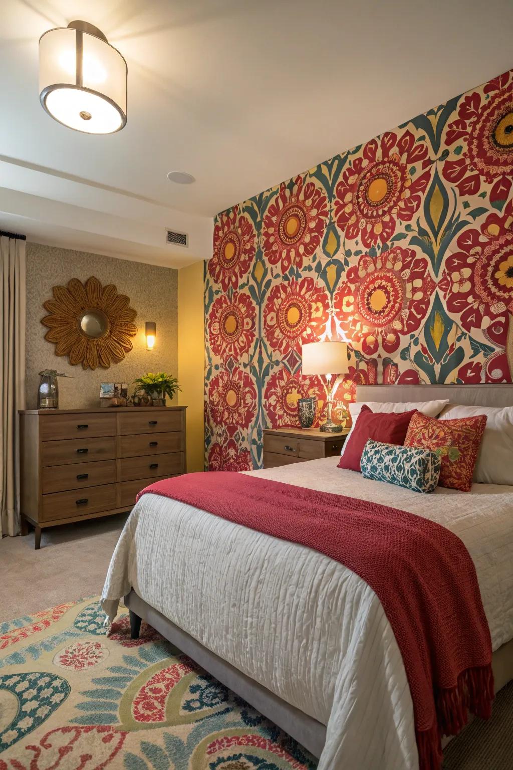 Bright wallpapers liven up your bedroom decor.