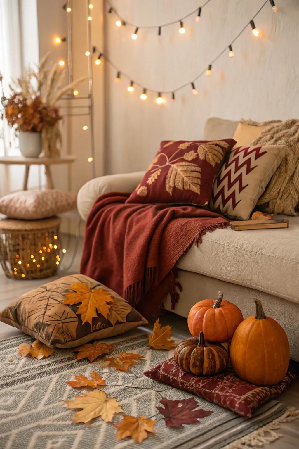 Seasonal decor adds a fresh touch to this room's decor.