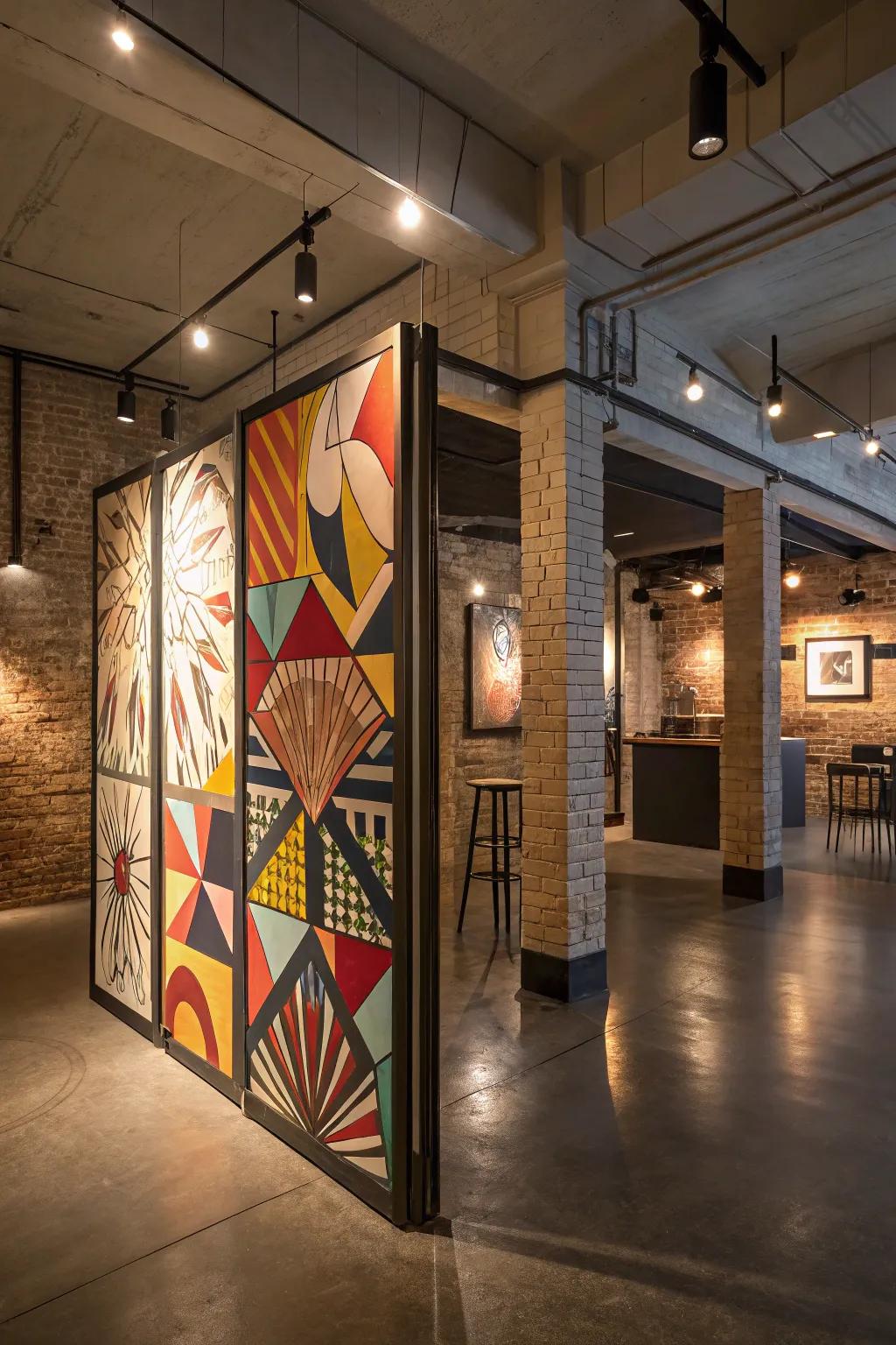 Art installations provide a creative and fashionable method for dividing spaces.