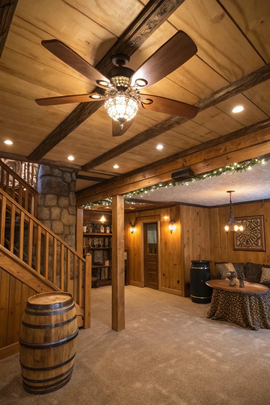 Stylish fans are an excellent addition to a basement.