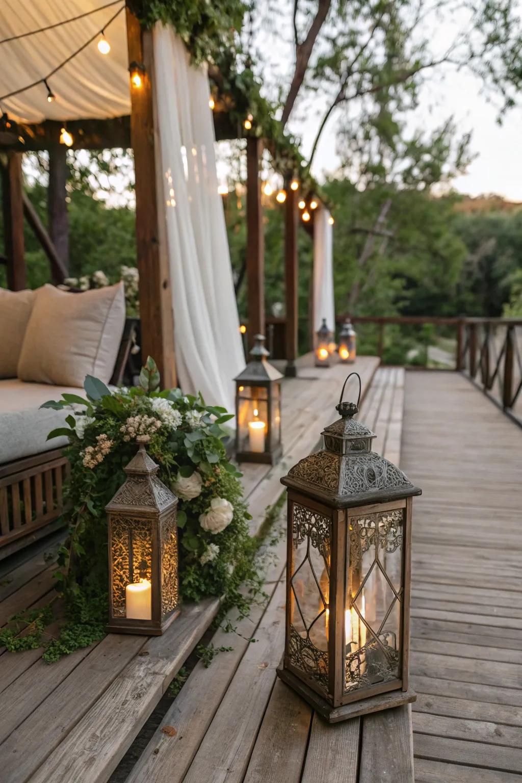 Antique decor lends character and charm to this rustic deck.