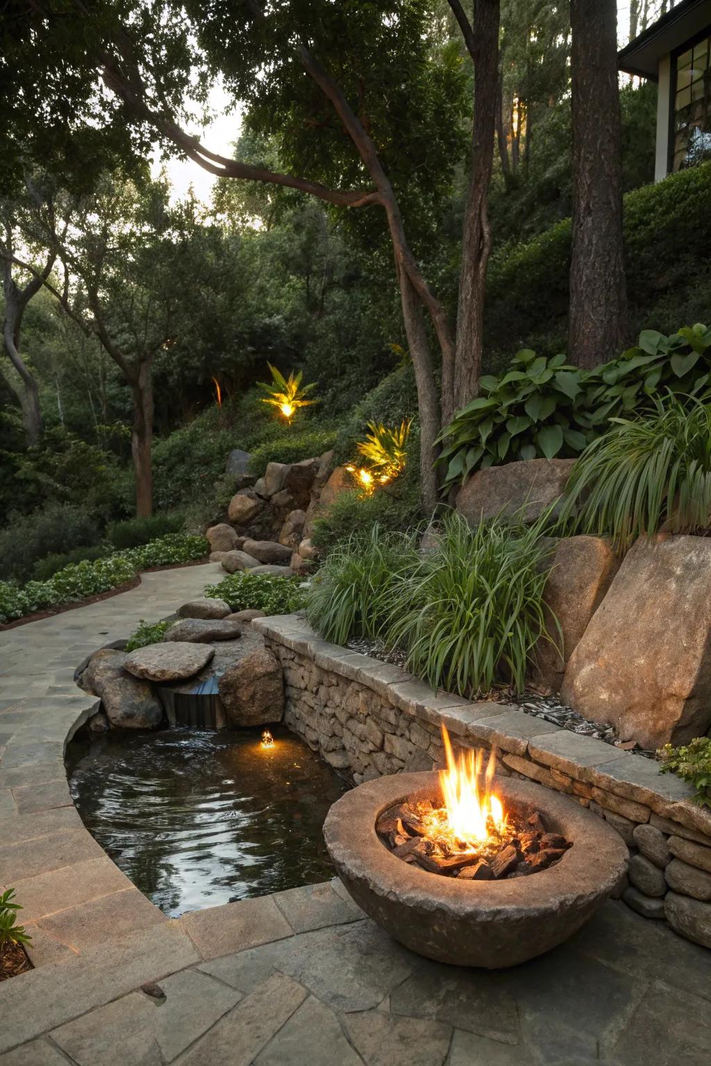 Fire and water: a balanced pairing in your yard.
