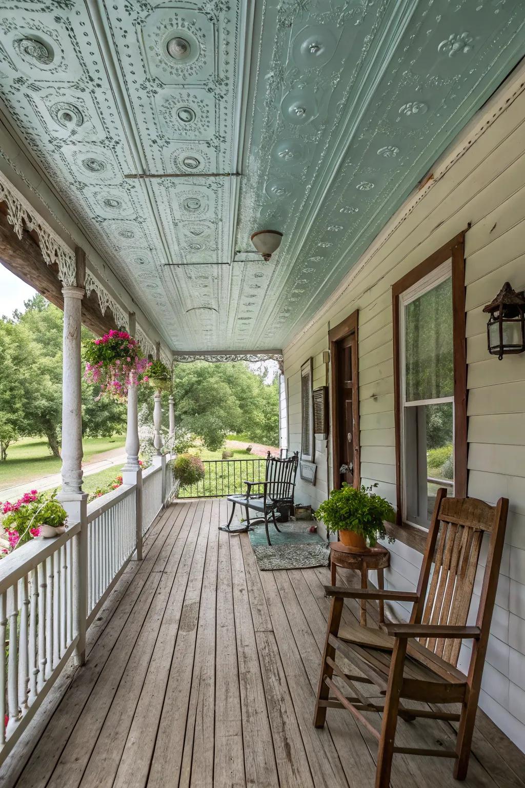 Tin ceilings present a nostalgic and unique aesthetic.
