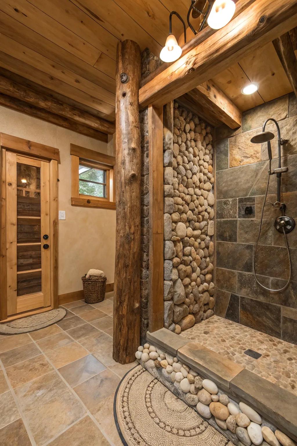 Stream rocks add an organic touch to your shower.