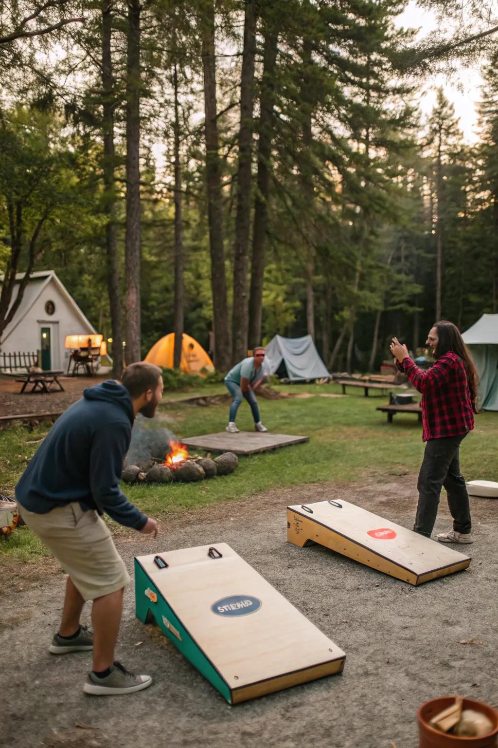 An outdoor games zone injects fun and activity into your campsite.