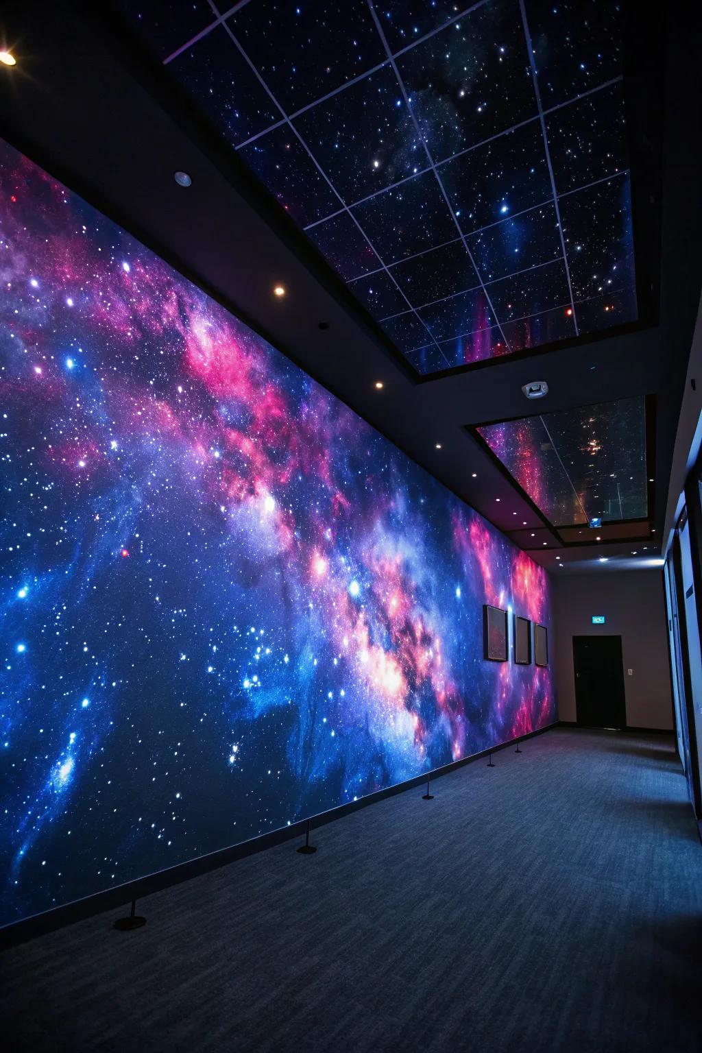 A heavenly body-themed wall transports your selfies to the stars.