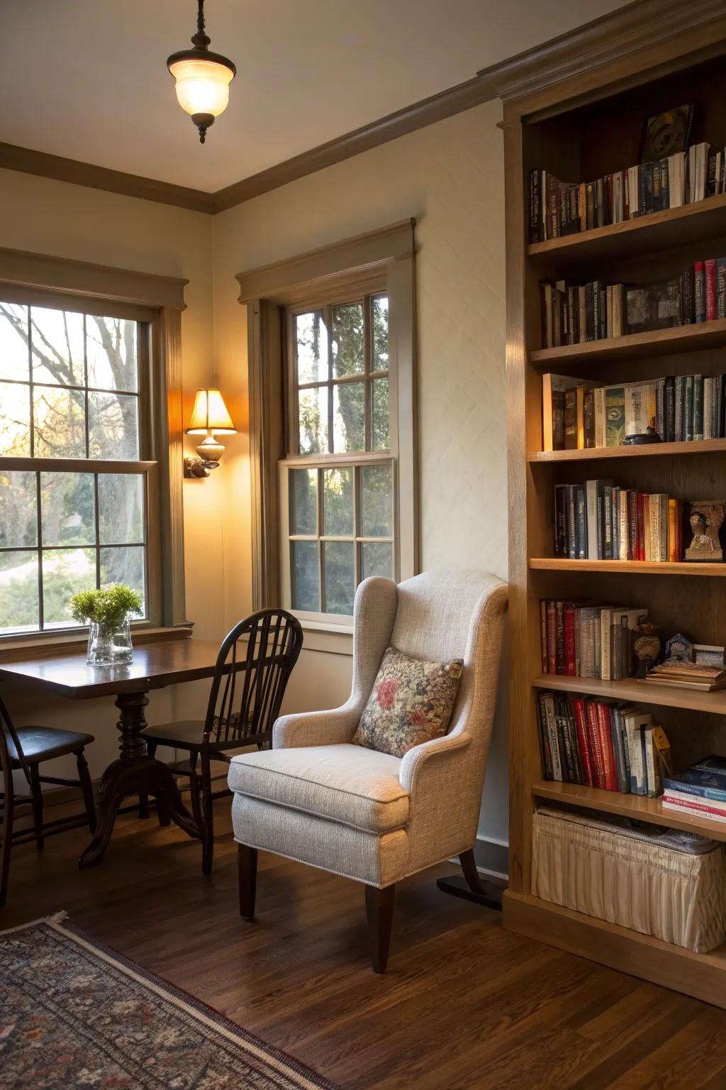 A library brings charm to your space.