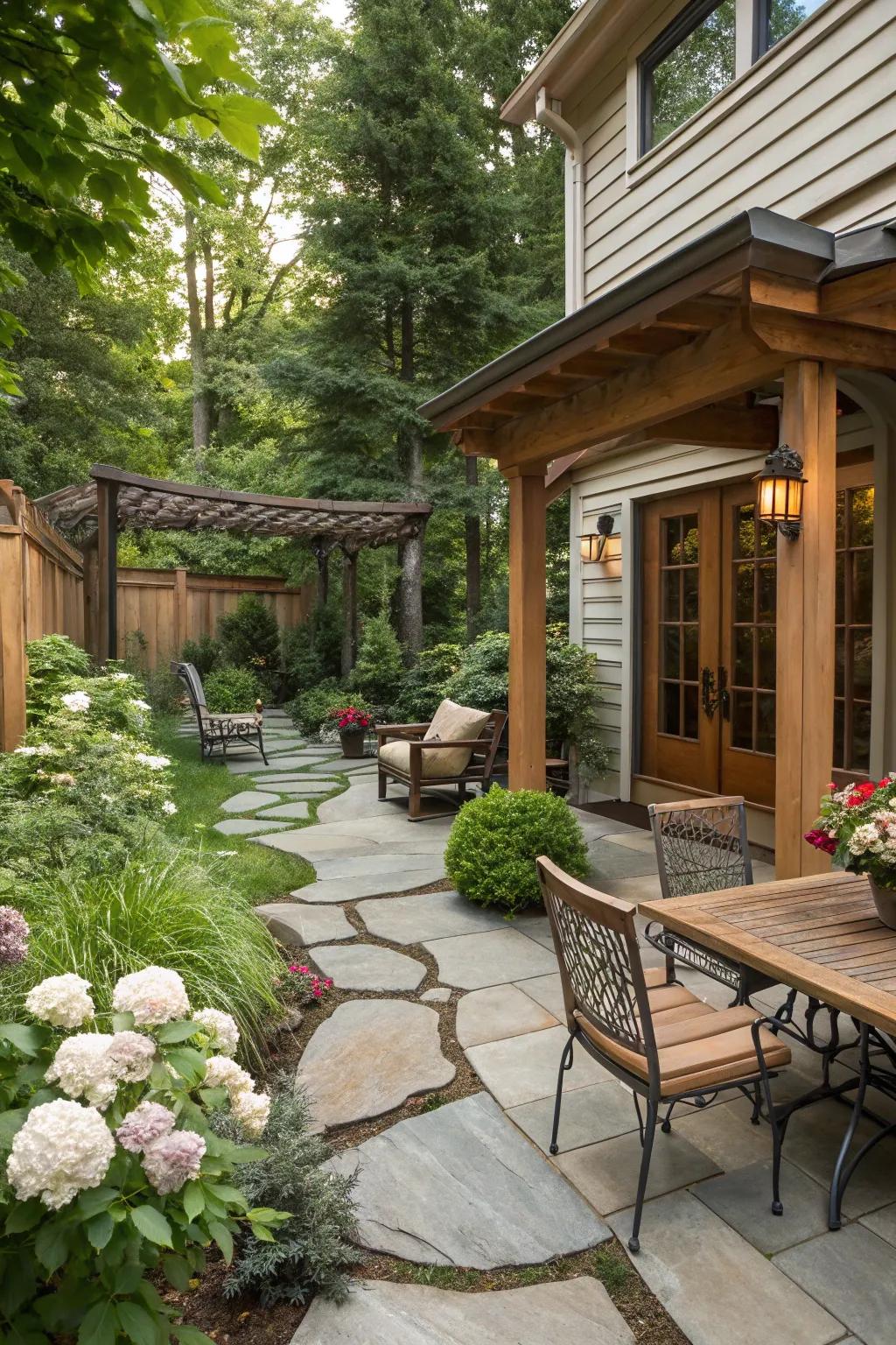 Mixed materials create character and charm.