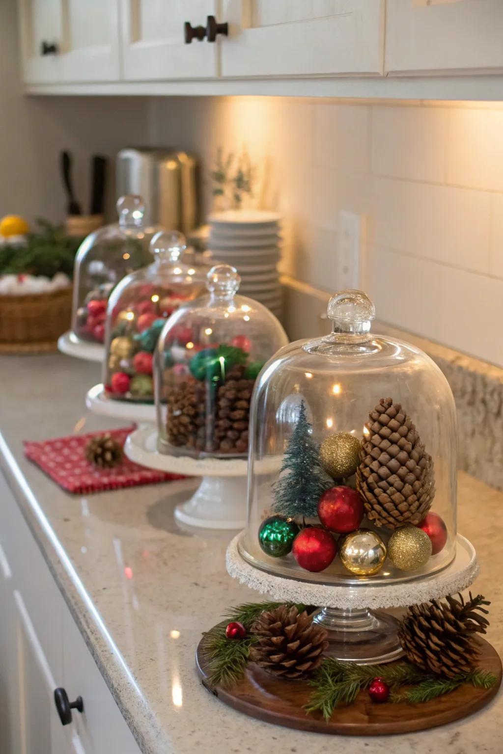 Glass containers and bell jars create a magical display.
