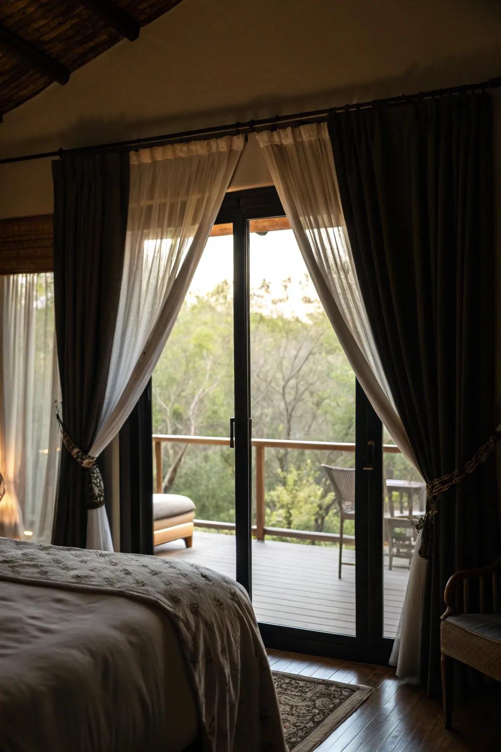 Light blocking drapes provide complete privacy and darkness.